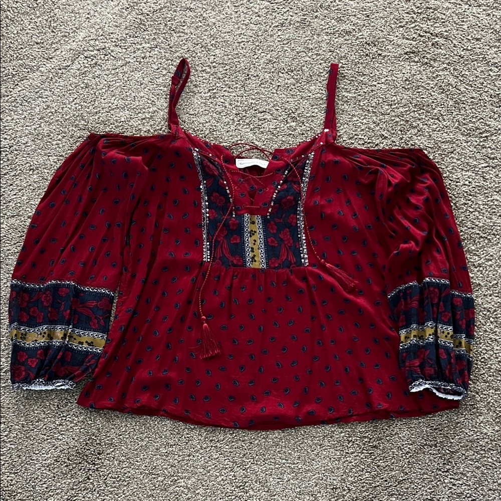 Abercrombie & Fitch Burgundy Boho Blouse